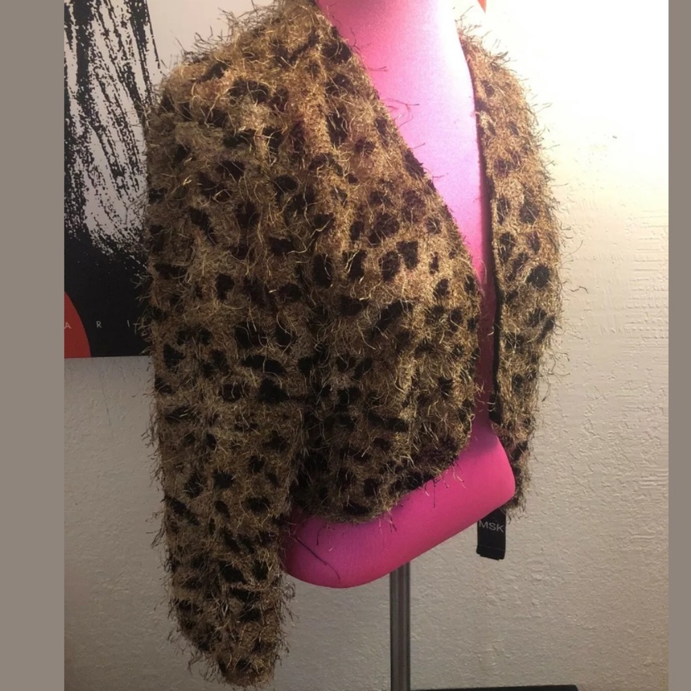 MSK leopard cardigan shrug USA XL wrap sweater
